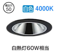 大光電機 グレアレスダウンライト本体 LZD-93734NBW Φ50 白熱灯60W相当 4000K 高演色 電源別売 工事必要|アート・ライティング
