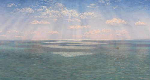 手描き 油絵 複製画 ジョン・ブレッド「ドーセット州の崖から見えるイギリス海峡」 額付き 送料無料|絵画販売のアート名画館