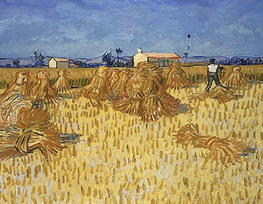 手描き 油絵 複製画　フィンセント・ファン・ゴッホ「プロヴァンスの収穫」額付き 送料無料