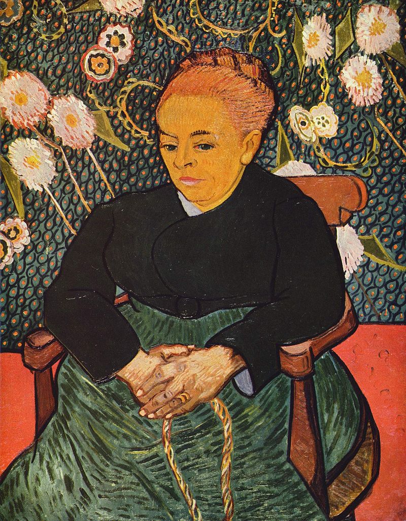 手描き 油絵 複製画　フィンセント・ファン・ゴッホ「子守唄、ゆりかごを揺らす オーギュスティーヌ・ルーラン夫人」額付き 送料無料