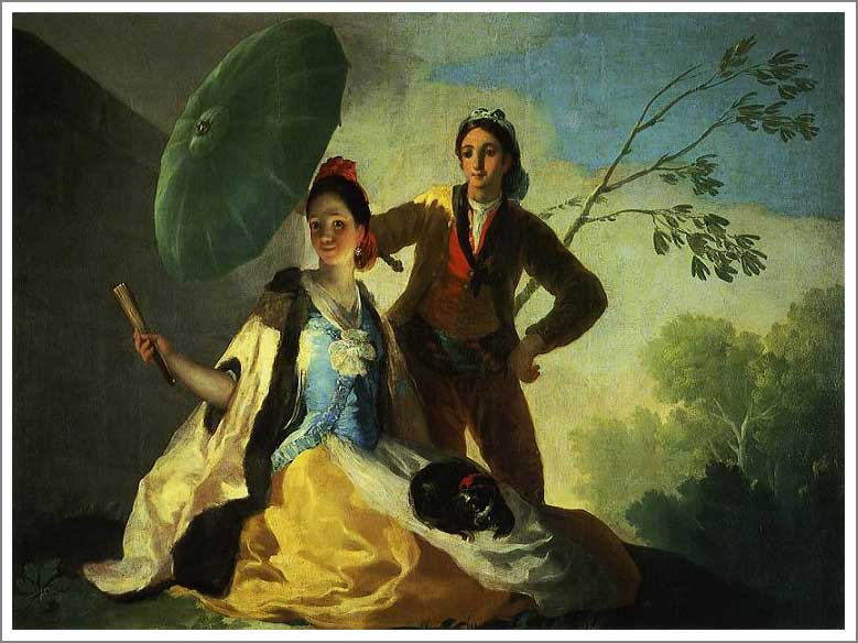 手描き 油絵 複製画 フランシスコ・デ・ゴヤ「日傘」 F6(41.0×31.8cm)サイズ 額付き 送料無料|絵画販売のアート名画館