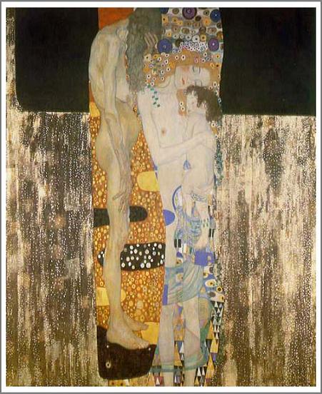 手描き 油絵 複製画 模写 グスタフ・クリムト「人生の三時期」 F20(72.7&times;60.6cm)サイズ 額付き 送料無料｜絵画販売のアート名画館