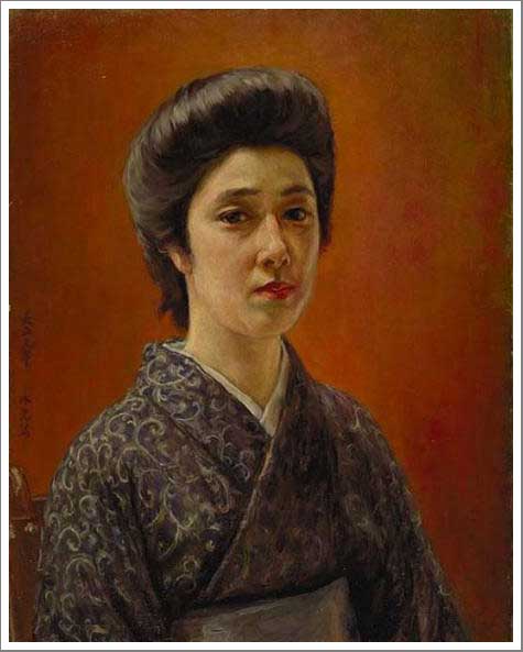手描き 油絵 複製画　黒田清輝「婦人肖像」 額付き 送料無料 42,042円