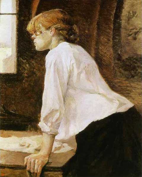 手描き 油絵 複製画 ロートレック「洗濯女」 F6(41.0×31.8cm)サイズ 額付き 送料無料|絵画販売のアート名画館