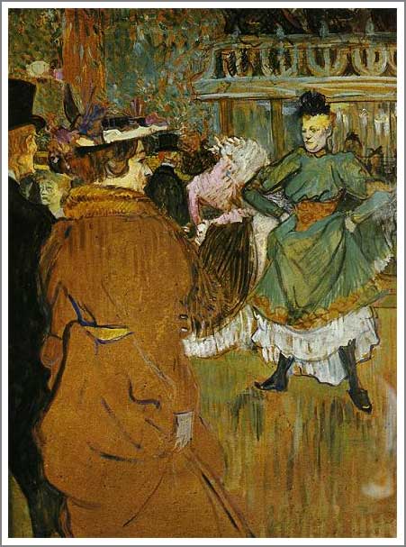 手描き 油絵 複製画　ロートレック「ムーラン・ルージュにて、カドリール踊り」額付き 送料無料｜絵画販売のアート名画館 42,240円