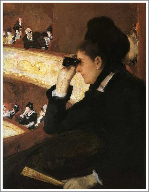 手描き 油絵 複製画 メアリー・カサット「オペラ座にて」 F6(41.0&times;31.8cm)サイズ 額付き 送料無料｜絵画販売のアート名画館