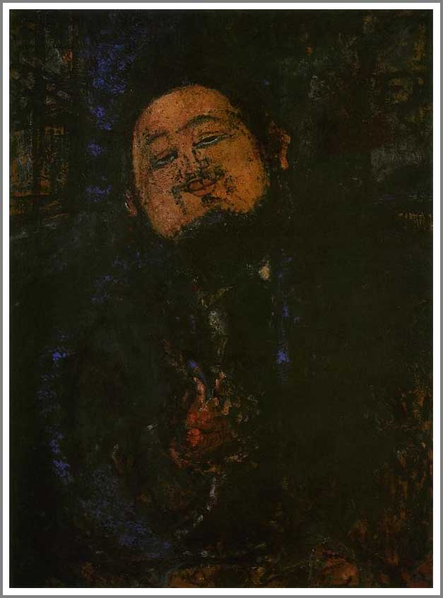 手描き 油絵 複製画アメデオ・モディリアーニ「ディエゴ・リベラの肖像」 額付き 送料無料