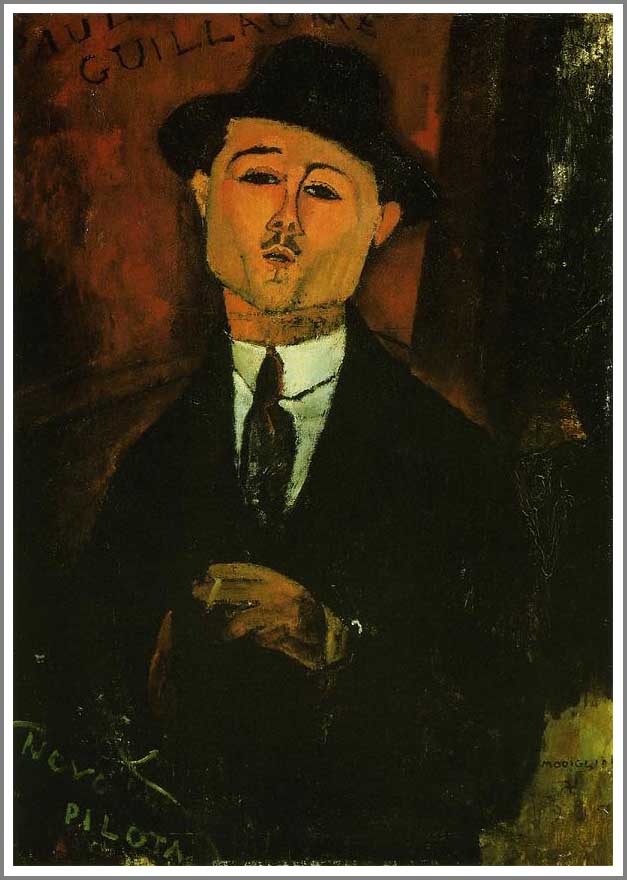 手描き 油絵 複製画アメデオ・モディリアーニ「ポール・ギヨームの肖像２」 額付き 送料無料