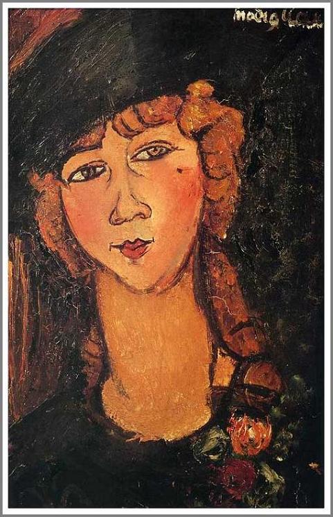 手描き 油絵 複製画アメデオ・モディリアーニ「ロロット」 額付き 送料無料