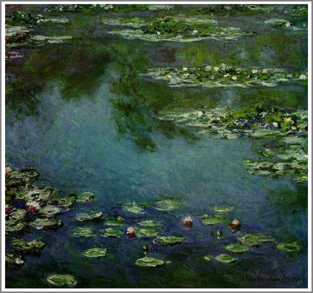 楽天市場】手描き 油絵 複製画 模写 クロード・モネ「睡蓮～青と