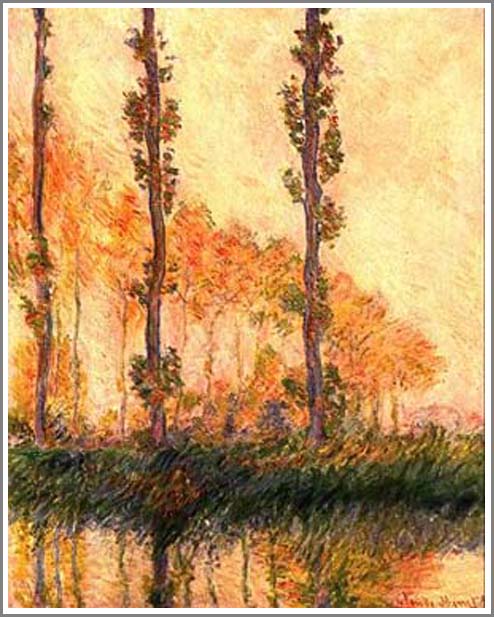 クロード・モネ、ポプラ並木、希少な画集より、新品高級額 クロード・モネが描いた連作「ポプラ並木」作品一覧（世界の名画