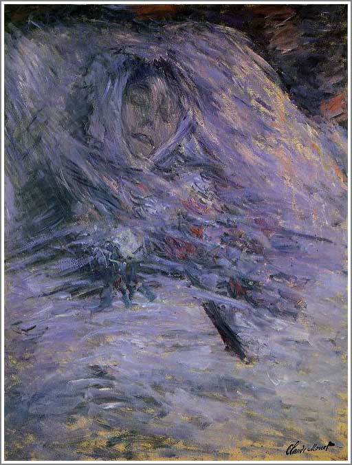 手描き 油絵 複製画 クロード・モネ「死の床につくカミーユ・モネ」 F6(41.0&times;31.8cm)サイズ 額付き 送料無料｜絵画販売のアート名画館