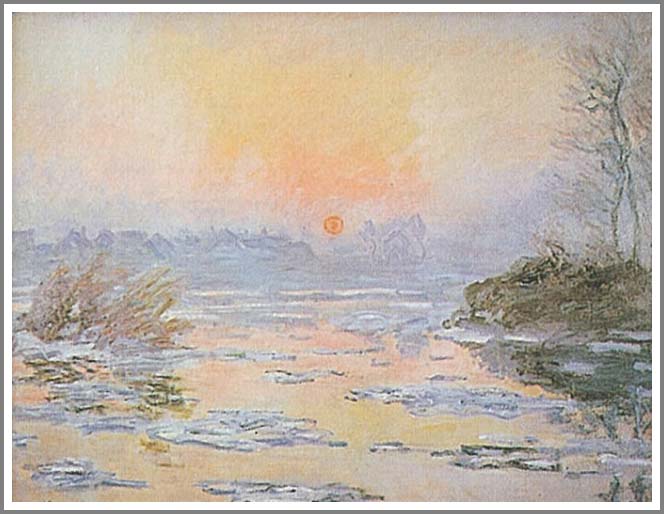 手描き 油絵 複製画 クロード・モネ「セーヌの日没」額付き 送料無料|絵画販売のアート名画館