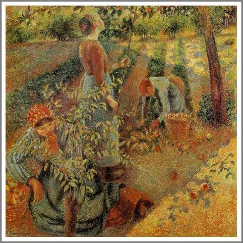 楽天市場】手描き 油絵 複製画 模写 カミーユ・ピサロ「リンゴ狩り