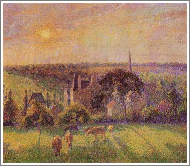 手描き 油絵 複製画カミーユ・ピサロ「エラニーの景観」 額付き 送料無料｜絵画販売のアート名画館