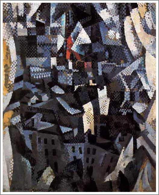 手描き 油絵 複製画 ロベール・ドローネ「都市」 F6(41.0×31.8cm)サイズ 額付き 送料無料|絵画販売のアート名画館