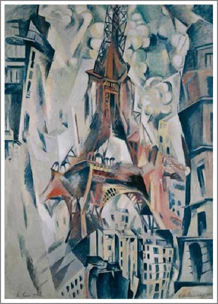 手描き 油絵 複製画　ロベール・ドローネ「エッフェル塔（１）」額付き 送料無料