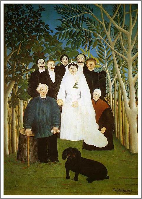 手描き 油絵 複製画アンリ・ルソー「婚礼」 額付き 送料無料