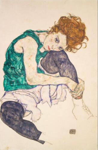 楽天市場】☆ エゴン・シーレ 「左ひざを折って座る女」 アート紙に