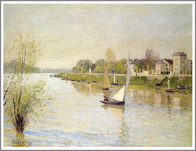 楽天市場】手描き 油絵 複製画 アルフレッド・シスレー「洪水と