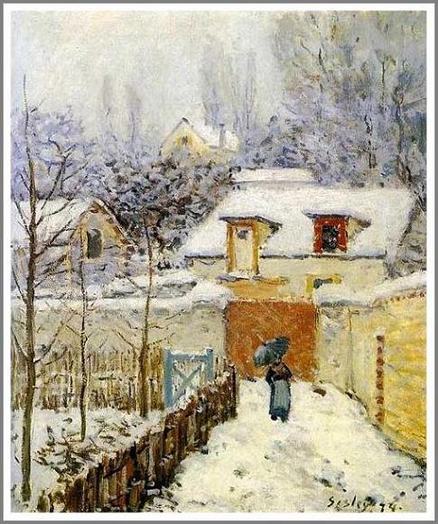 楽天市場】シスレー 絵画 ルーヴシェンヌの雪 F6号 送料無料 【複製