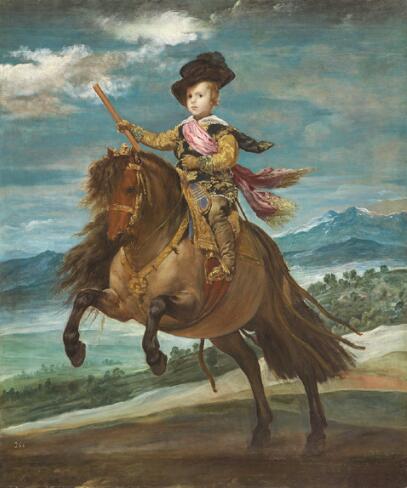 手描き 油絵 複製画　 ベラスケス【王太子バルタサール・カルロス騎馬像】 額付き 送料無料