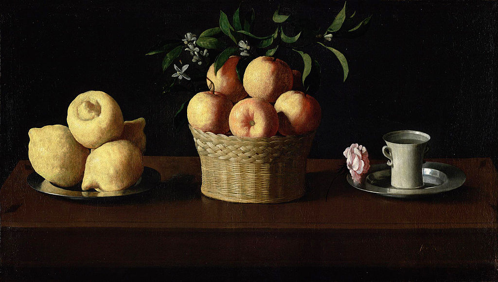 手描き 油絵 複製画　 スルバラン【レモン、かごのオレンジ、茶碗】 額付き 送料無料 42,042円