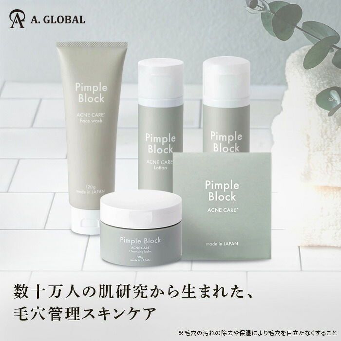 ひと肌世話をする書き割り【A. GLOBAL堅苦しさ】Pimple Block（ピンプルブロック） パーフェクトセットスキンケア うるおい 潤い ツヤ ハリ 保湿 保湿世話をする キメ ザラつき しっとり かわき切る 美肌 コスメ 美容 くすみ 澄み切った感 モイスト