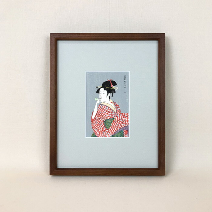 楽天市場】喜多川歌麿 複製名画 ビードロを吹く娘 額装 浮世絵