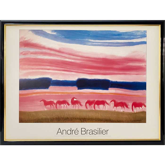 アンドレ・ブラジリエ 馬と木々の風景 リトグラフ アンドレ・ブラジリエ 馬と木々の風景 リトグラフ