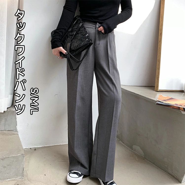 タックワイドパンツ 秋冬 ボトムス 春 夏 秋 冬 イージーパンツ ワイドパンツ タック スラックス 美シルエット オリジナル タックパンツ マキシ丈 マジックテープ 上品 きれいめ 大人 通勤 オフィス 30代 40代 50代 ハイウエスト