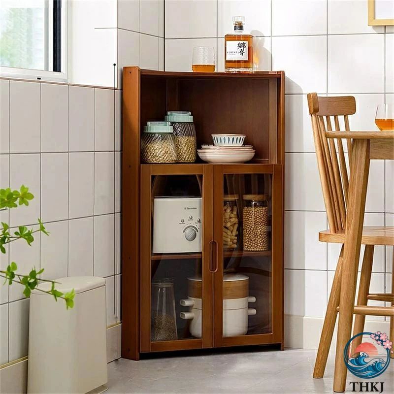 三角収納食器棚 コーナーキャビネット コーナー収納キャビネット多機能食器収納 食器収納棚キャビネッ食器収納棚トキッチンラック アクリルドア 扉付き床置き多層コーナー 組み立てが簡単
