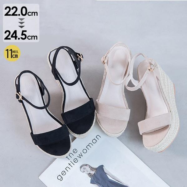 ウェッジソール サンダル 厚底 レディース かわいい オシャレ 脚長 ヒール11cm リゾート 美脚 カジュアル 靴 大人 軽量 歩きやすい 夏用 普段履き 22.0/22.5/23.0/23.5/24.0/24.5