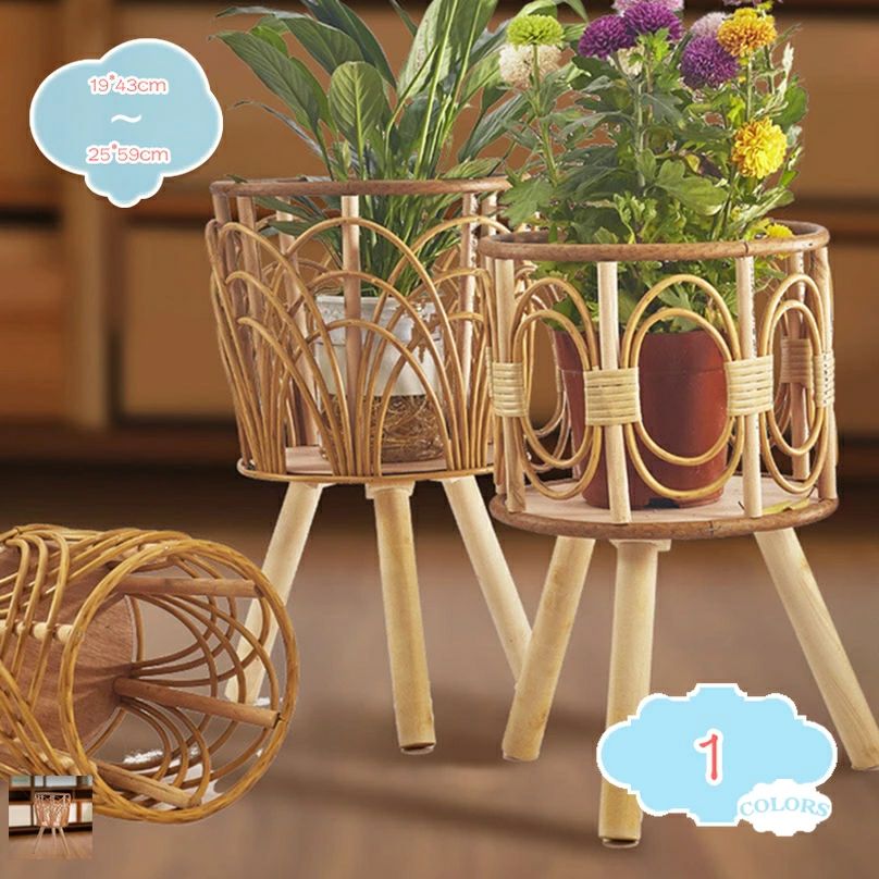フラワースタンド 花台 鉢カバー フラワー 花 植物 ディスプレイ スタンド 園芸ラック ラタン 家具 ラタン雑貨 籐 かご 収納 見せる収納 北欧風 おしゃれ ヴィンテージ ヨーロッパ ナチュラル 玄関 リビング 寝室 shopcp