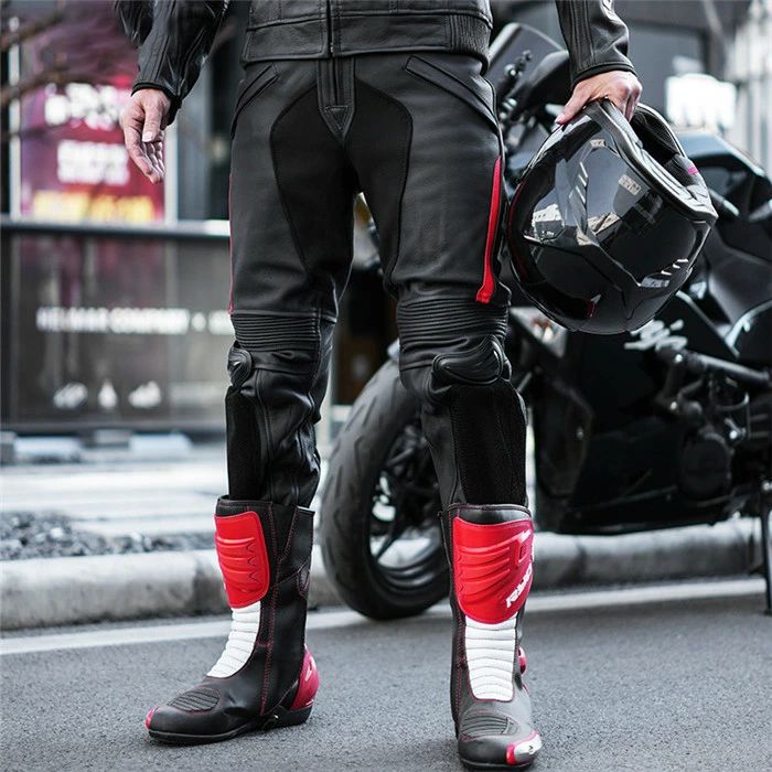 バイクパンツ レザーパンツ 牛革 本革 レザー メンズ ロング バイク オートバイパンツ バイクウェア ライダーパンツ プロテクター装備 転倒防護 膝当て 耐久 耐衝撃 防風 防寒 ライダースズボン プロテクター