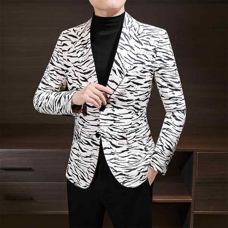 メンズ ファッション テーラード ジャケット ステージ ジャケット ブレザー 春秋 ゼブラ柄 カジュアル 紳士服 ステージ衣装