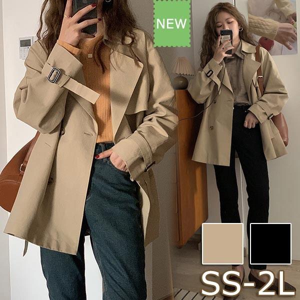 ショート丈 トレンチコート レディース コート 40代 30代 20代 春コート アウター 秋服 秋コート ソフトスタイル シンプル 春 秋 軽量 小さいサイズ スプリングコート 通勤 通学 大人 黒 ブラック ベージュ オフィス カジュアル フォーマル おしゃれ お出かけ 定番