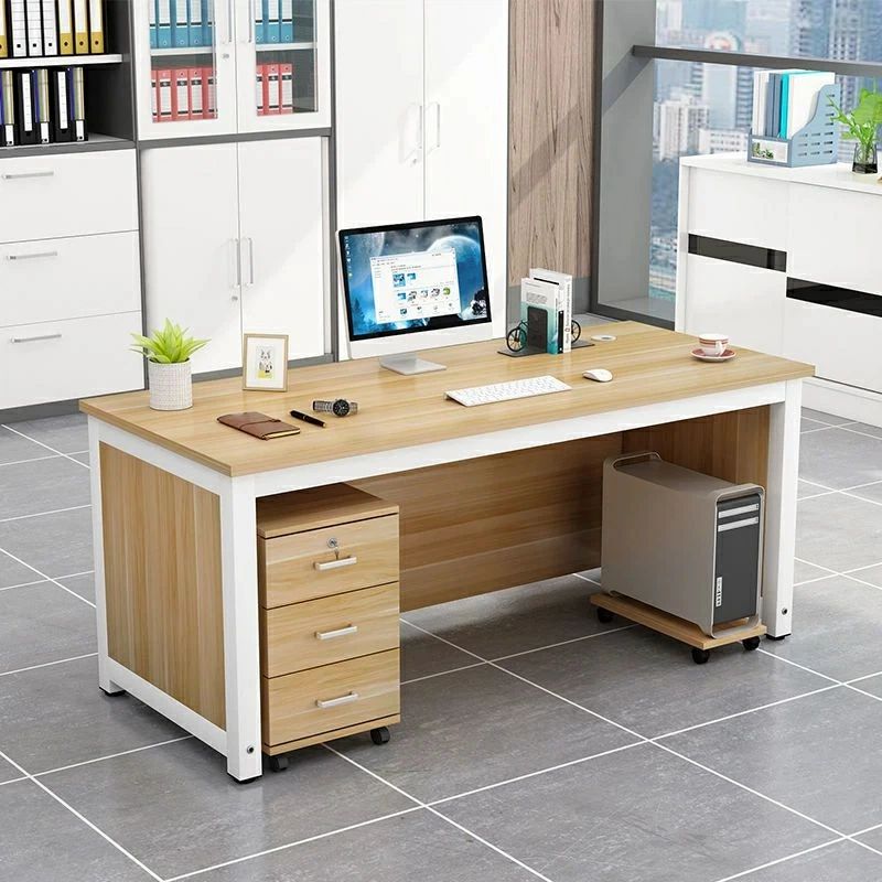 デスク パソコンデスク 引き出し付き 木製 ワークデスク 机 PCデスク 学習机 事務机 ユニットデスク 100cm/120cm オフィス家具 勉強机 スリム 省スペース おしゃれ シンプル ナチュラル ホワイト [法人 事務所 在宅ワーク]