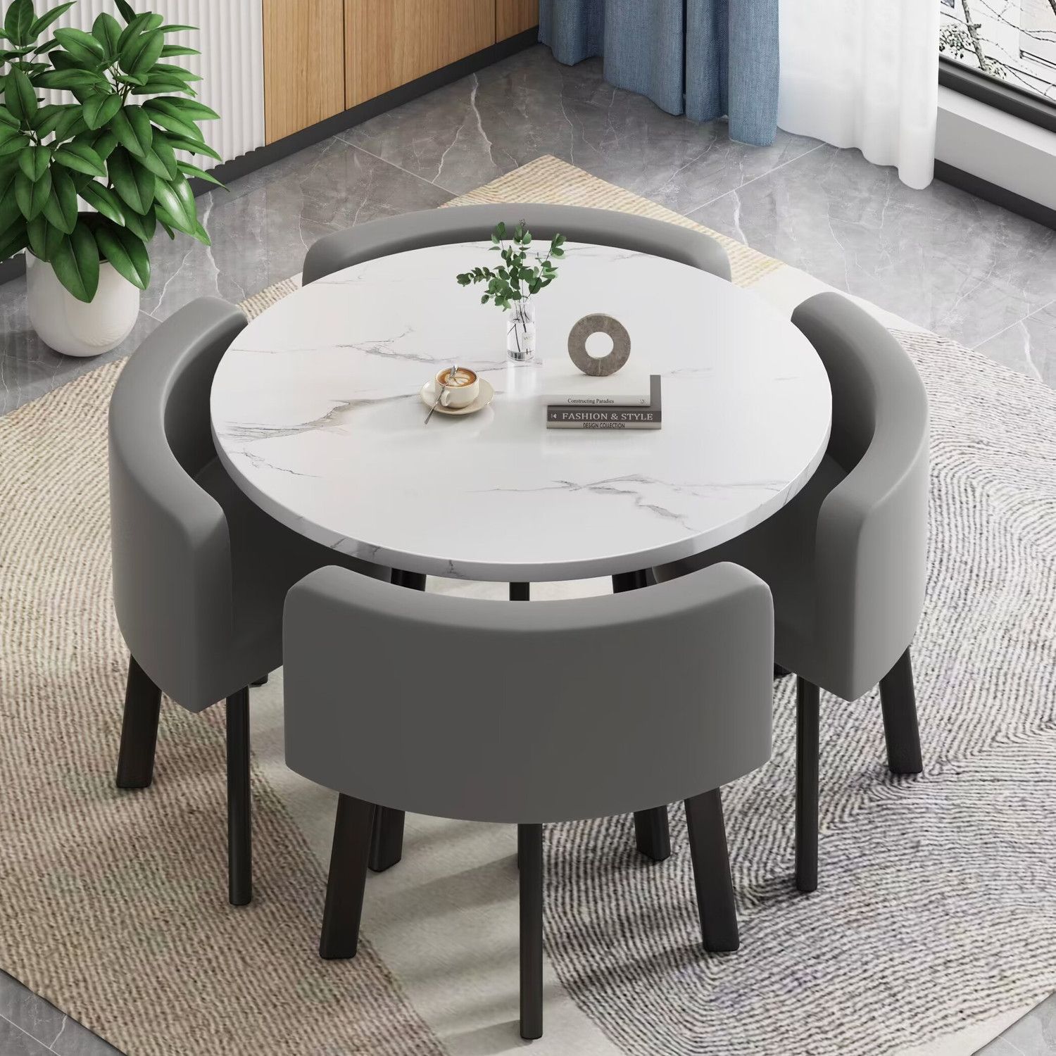 【北欧風】カフェテーブル セット 円形 3点セット 2人用 60cm/80cm ティーテーブル 椅子 イス モダン (木製天板/スチール脚/ホワイト) [商談 応接セット 接客 飲食店 休憩スペース 事務所 会議室 オフィス 送料無料]