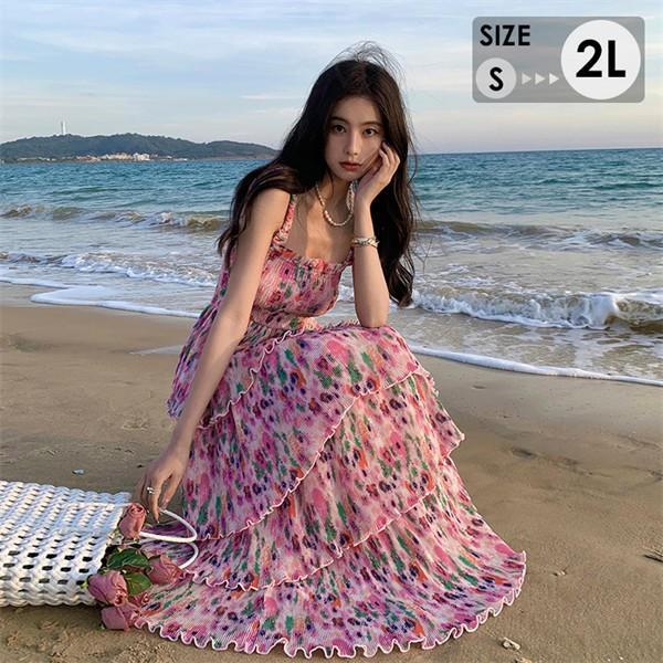 リゾートワンピース レディース サマードレス ワンピース 夏ワンピ ロング おしゃれ ファッション 春夏 カジュアル 花柄 体型カバー ゆったり 大きめ きれいめ ハワイ 沖縄 旅行用 大人 20代 30代 40代 可愛い