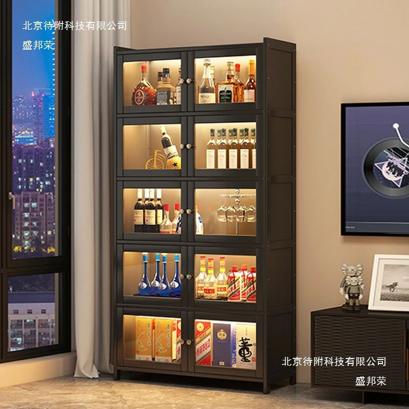 酒棚 ワインラック キャビネット 扉付き 大容量 コレクションボード 飾り棚 透明扉 リビング 収納棚 キッチンカウンター サイドボード モダン おしゃれ スリム [北欧/リビング/ダイニング]｜アルテ雑貨