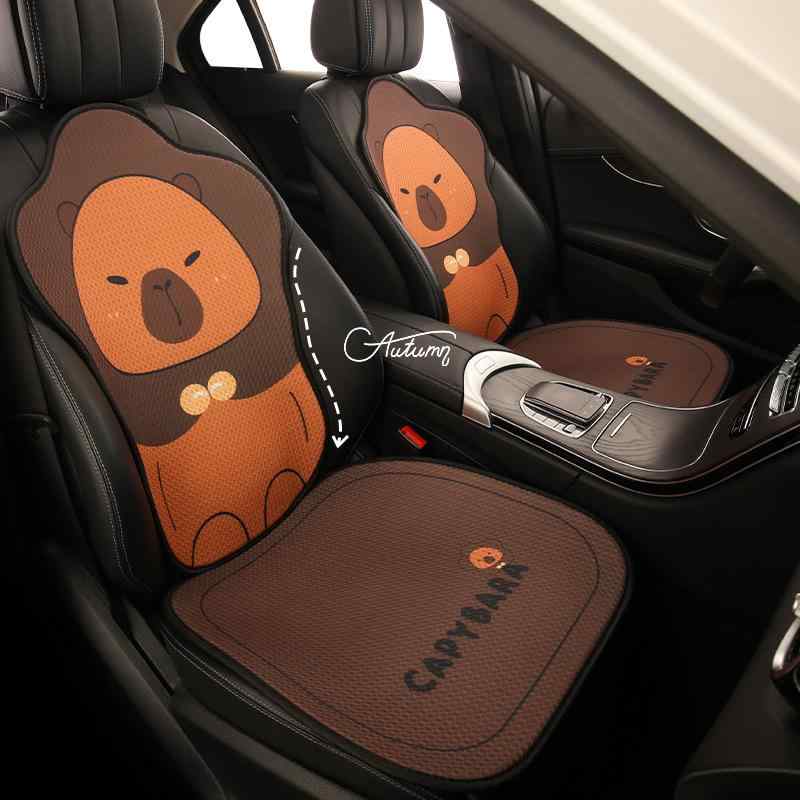 カーシートクッション レディース オールシーズン かわいい カピバラ キャラクターデザイン ポリエステル製 低反発クッション 車内アクセサリー