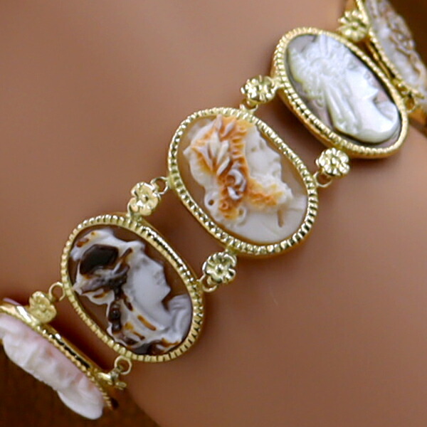 楽天市場】カメオブレスレット 小さなシェルカメオ9作品使用 女性人物