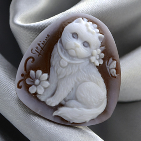 楽天市場】カメオ 可愛いネコちゃん お花 人気の動物シリーズ 「猫