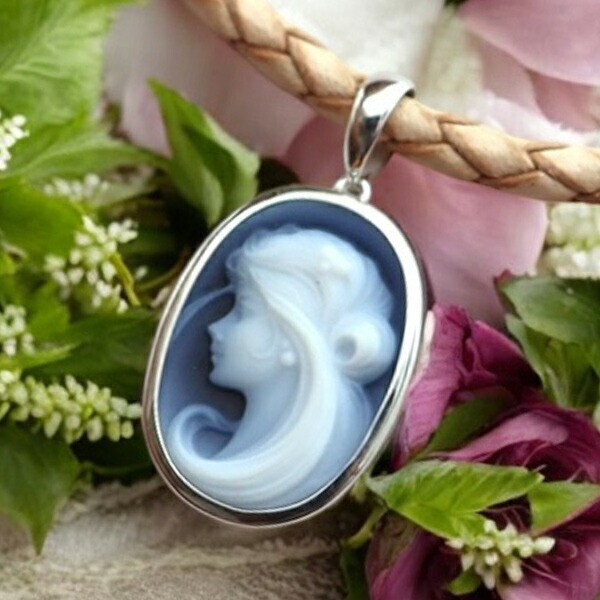 楽天市場】メノウカメオネックレス 18金 ゴールド枠 美しい女性人物像