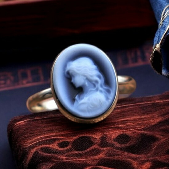 楽天市場】カメオリング ダイヤ取り巻き 18金ゴールド アンティーク