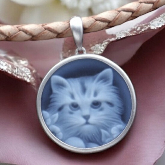 楽天市場】カメオネックレス 可愛いネコちゃん K18WG 猫のカメオ