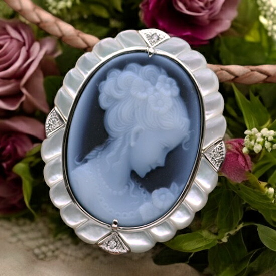 楽天市場】カメオブローチ＆ネックレス Silver枠 美しい女性人物像