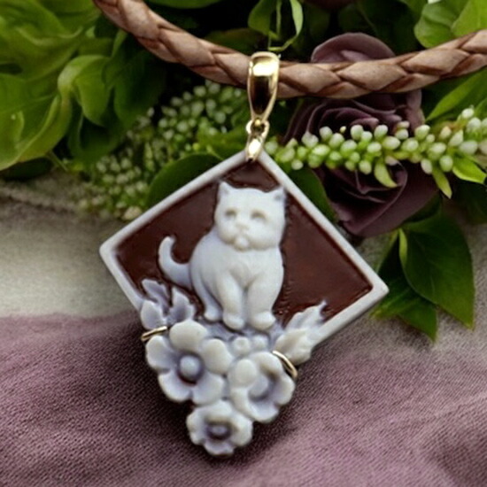 楽天市場】カメオ 可愛いネコちゃん お花 人気の動物シリーズ 「猫