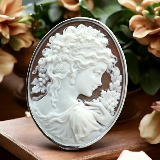 楽天市場】カメオブローチ&ネックレス 18金ゴールド枠付き シェル